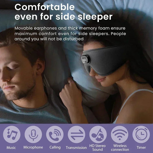 Sleep Headphones White Noise Cancelling HD 3D Bluetooth 5.2 Silk Sleeping Eye Mask Auto Shut Off 100% Blackout Sleep Eye Covers