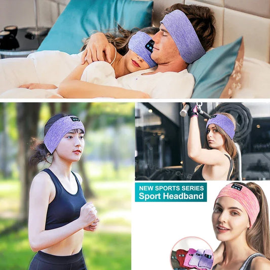 Bluetooth Sleep Headphones Sports Music Player Headband Thin Soft Elastic Wireless Music Headset Eye Mask for Yoga Side Sleeper