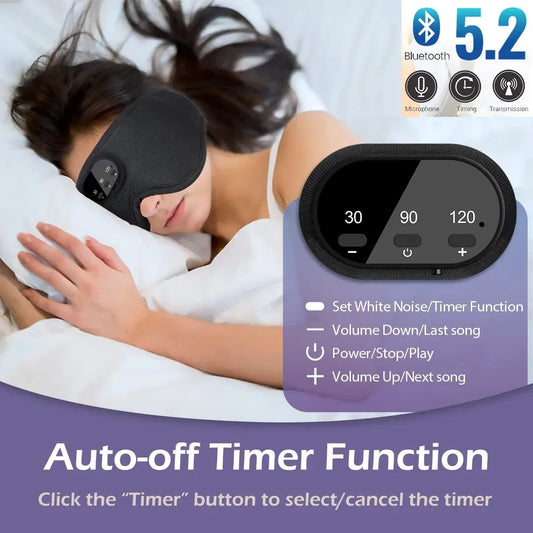 2022 White Noise 3D Wireless Music Sleep Headphones Bluetooth 5.2 Breathable Eye Mask Auto Shut Off Ultra-Thin HD Stereo Speaker